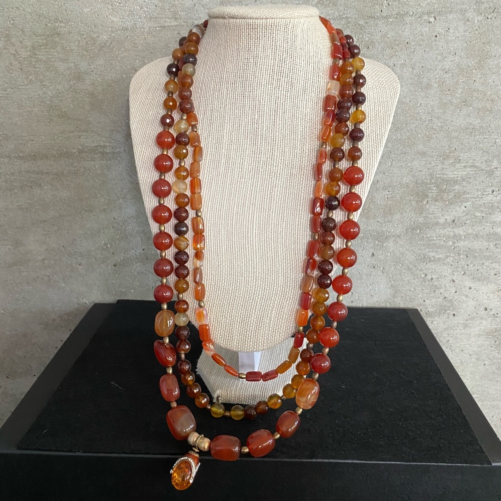 Vintage 3 Strand Carnelian Necklace